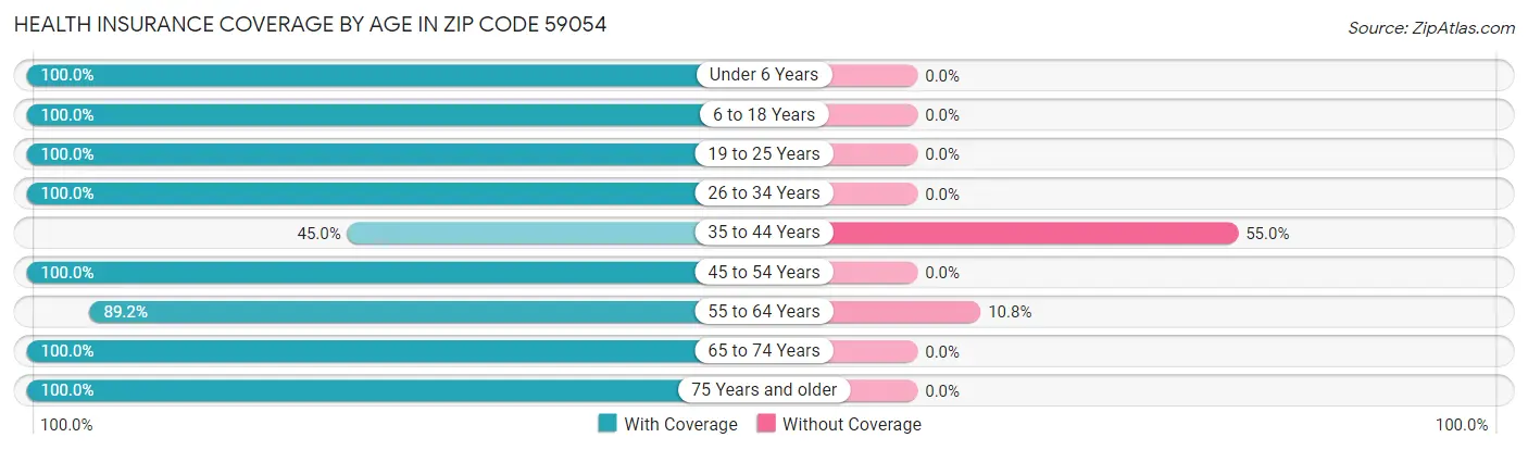 Health Insurance Coverage by Age in Zip Code 59054