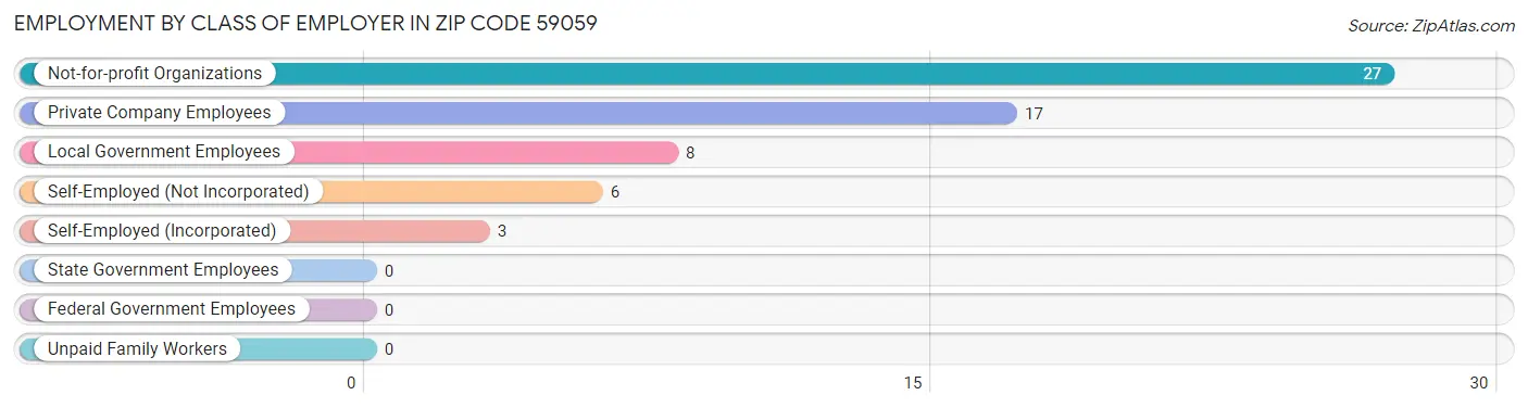 Employment by Class of Employer in Zip Code 59059