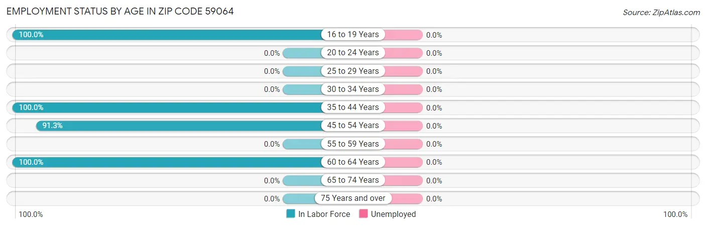 Employment Status by Age in Zip Code 59064