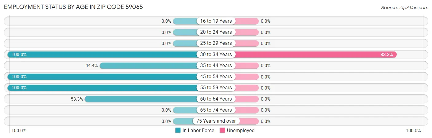 Employment Status by Age in Zip Code 59065
