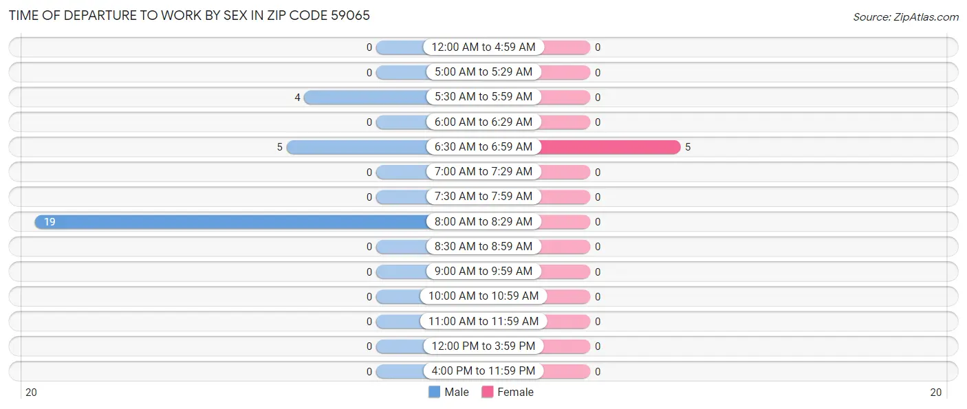 Time of Departure to Work by Sex in Zip Code 59065