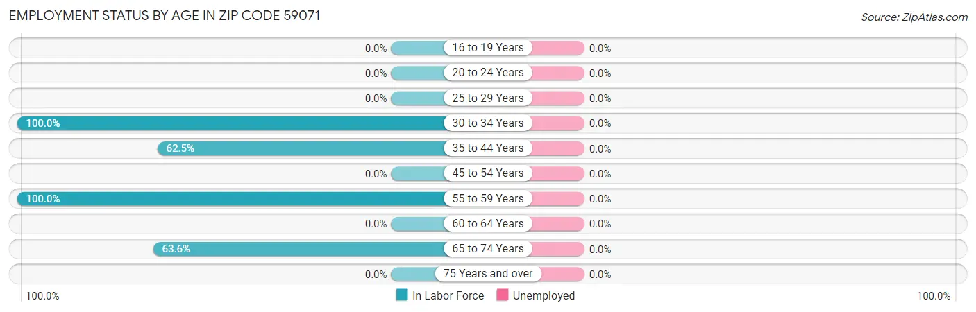 Employment Status by Age in Zip Code 59071