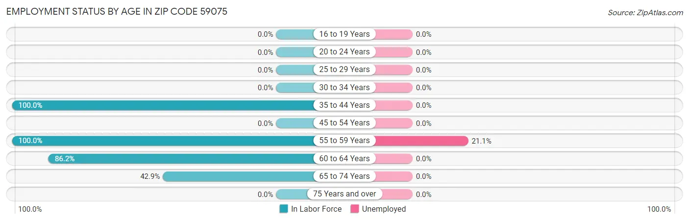 Employment Status by Age in Zip Code 59075