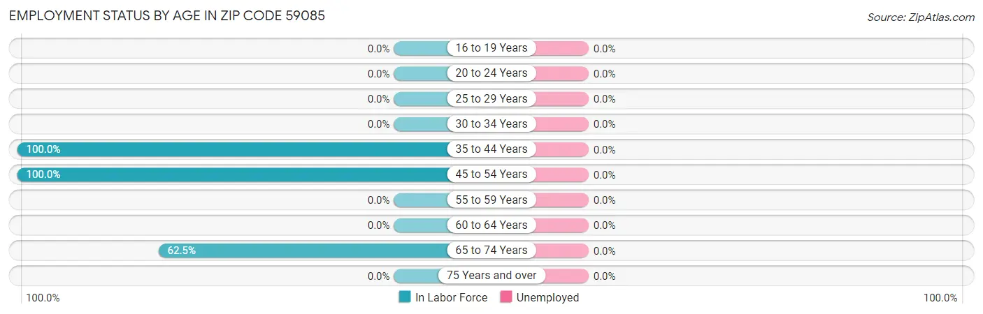 Employment Status by Age in Zip Code 59085
