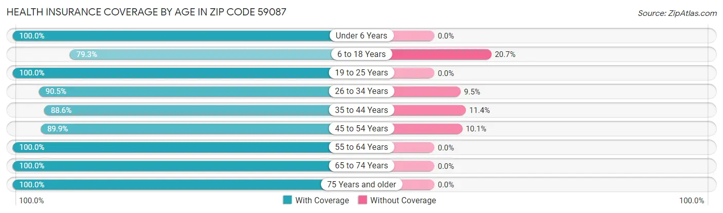 Health Insurance Coverage by Age in Zip Code 59087