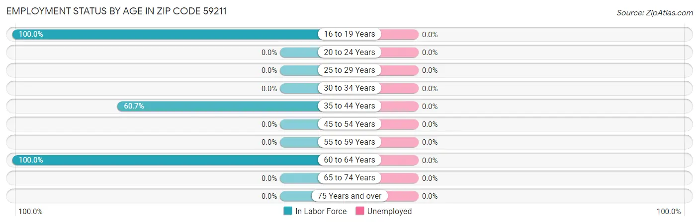 Employment Status by Age in Zip Code 59211