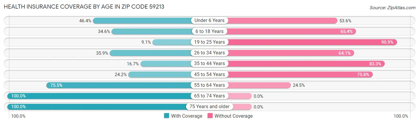 Health Insurance Coverage by Age in Zip Code 59213
