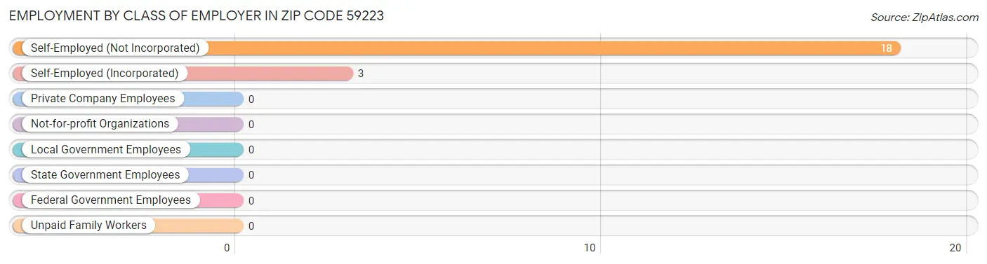 Employment by Class of Employer in Zip Code 59223