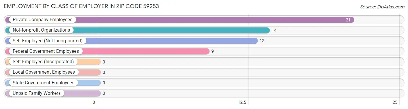 Employment by Class of Employer in Zip Code 59253