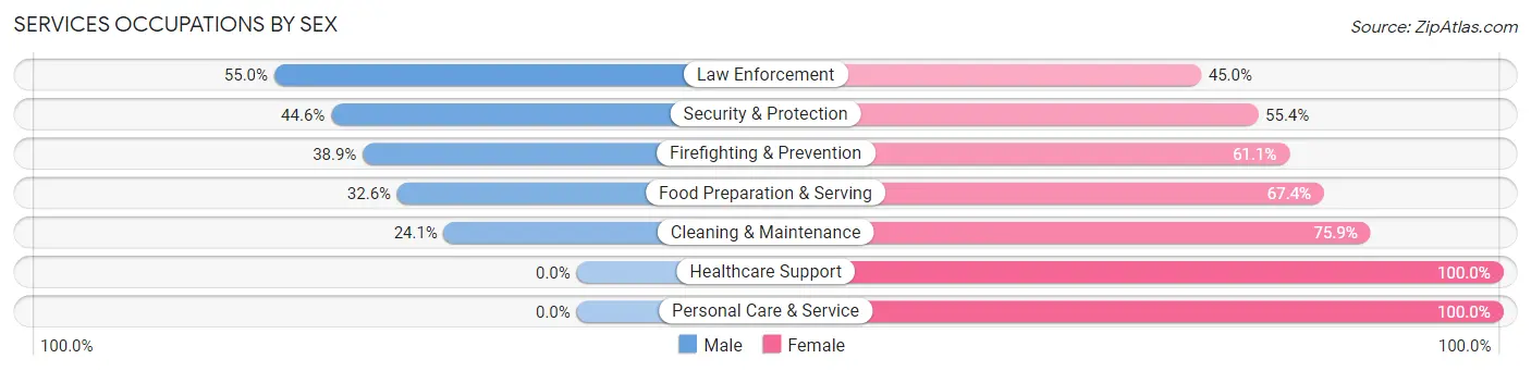 Services Occupations by Sex in Zip Code 59254