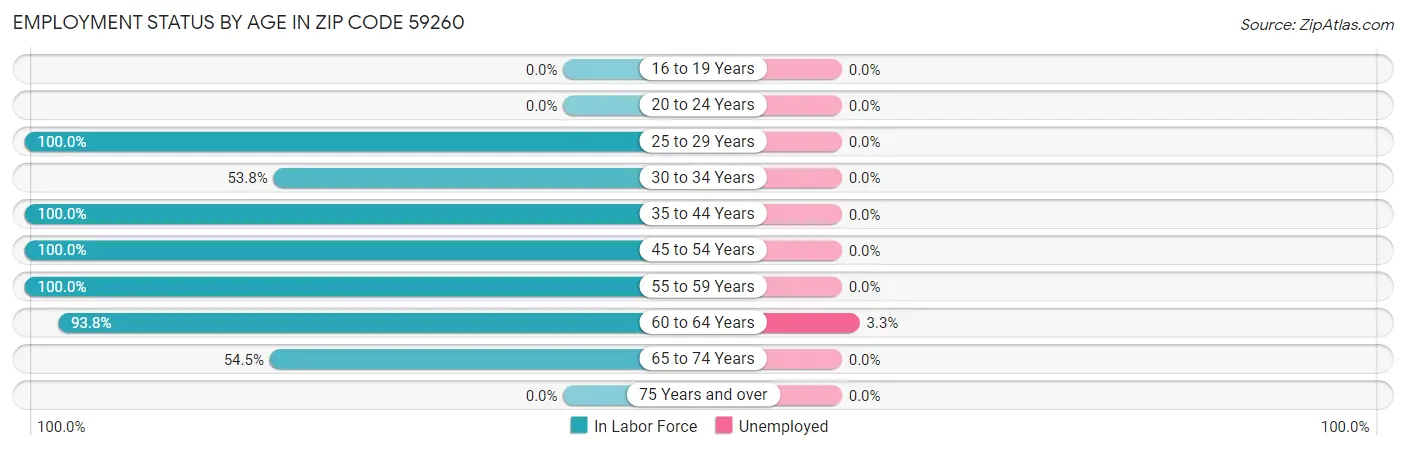 Employment Status by Age in Zip Code 59260
