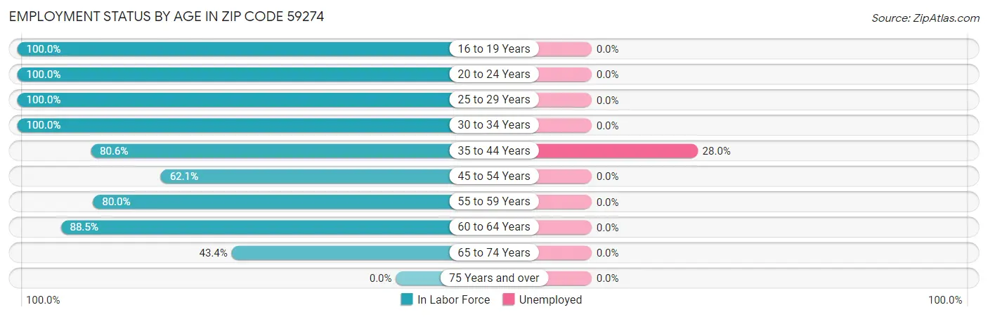 Employment Status by Age in Zip Code 59274