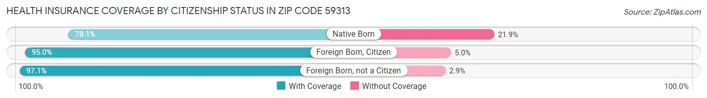 Health Insurance Coverage by Citizenship Status in Zip Code 59313
