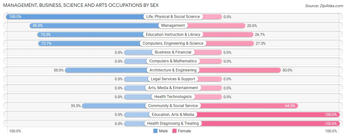 Management, Business, Science and Arts Occupations by Sex in Zip Code 59313
