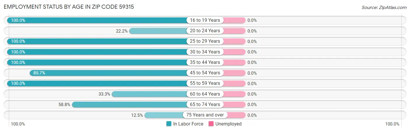 Employment Status by Age in Zip Code 59315