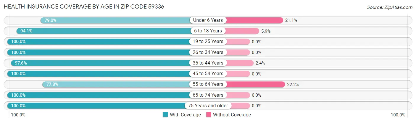 Health Insurance Coverage by Age in Zip Code 59336
