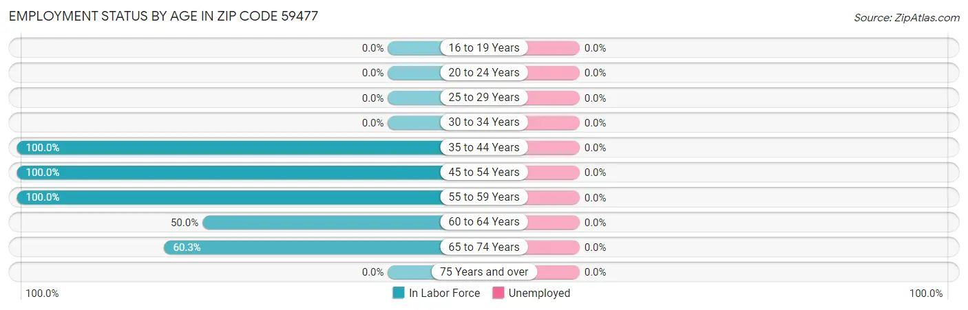 Employment Status by Age in Zip Code 59477