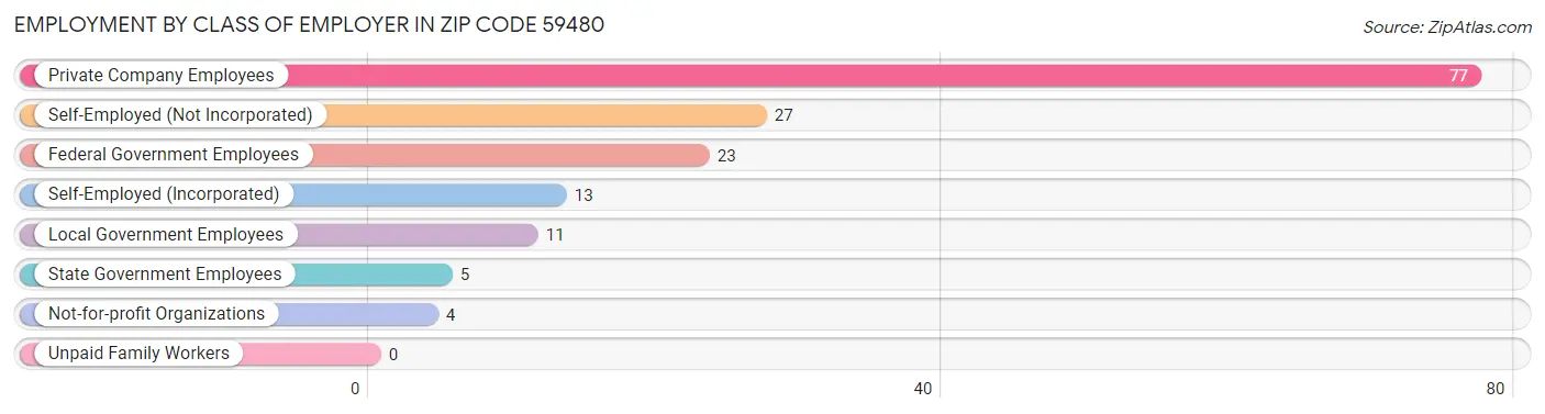 Employment by Class of Employer in Zip Code 59480