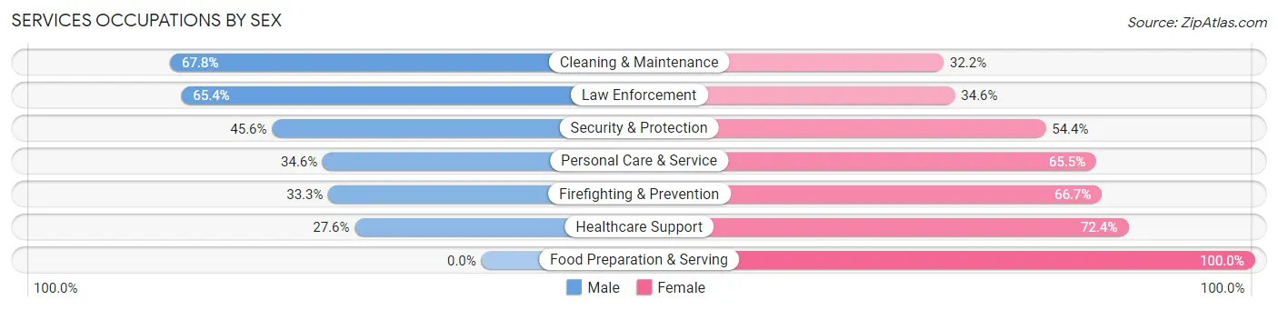 Services Occupations by Sex in Zip Code 59634