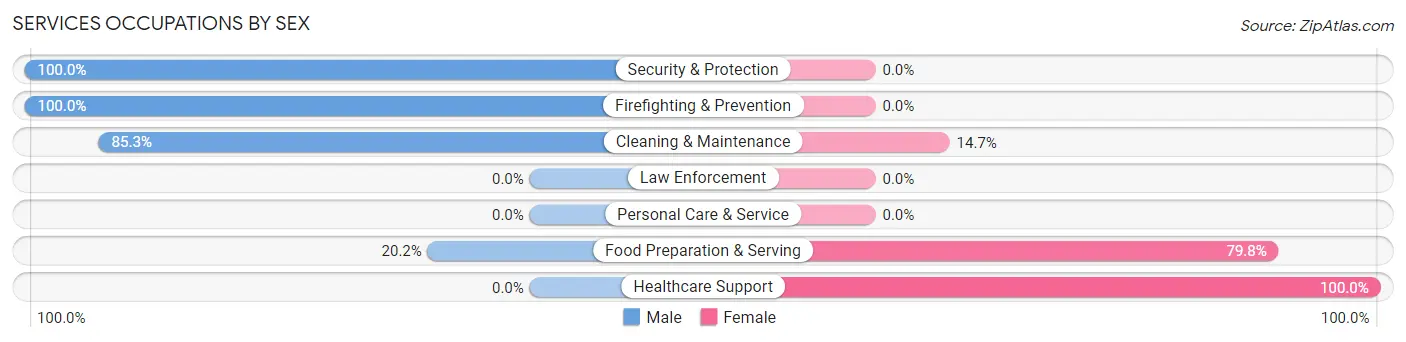 Services Occupations by Sex in Zip Code 59639