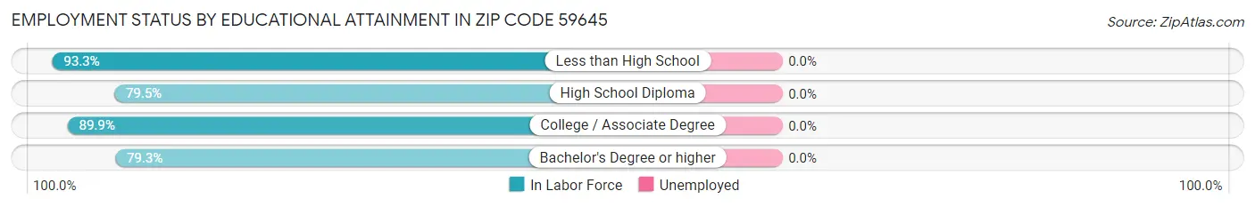 Employment Status by Educational Attainment in Zip Code 59645
