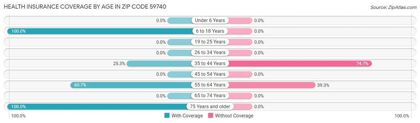 Health Insurance Coverage by Age in Zip Code 59740