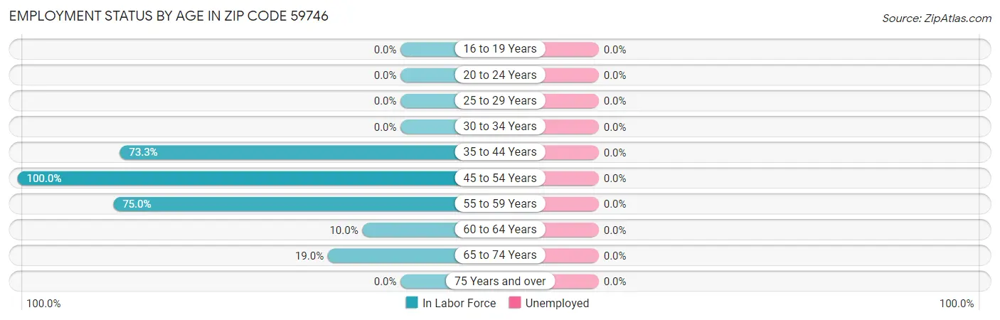 Employment Status by Age in Zip Code 59746