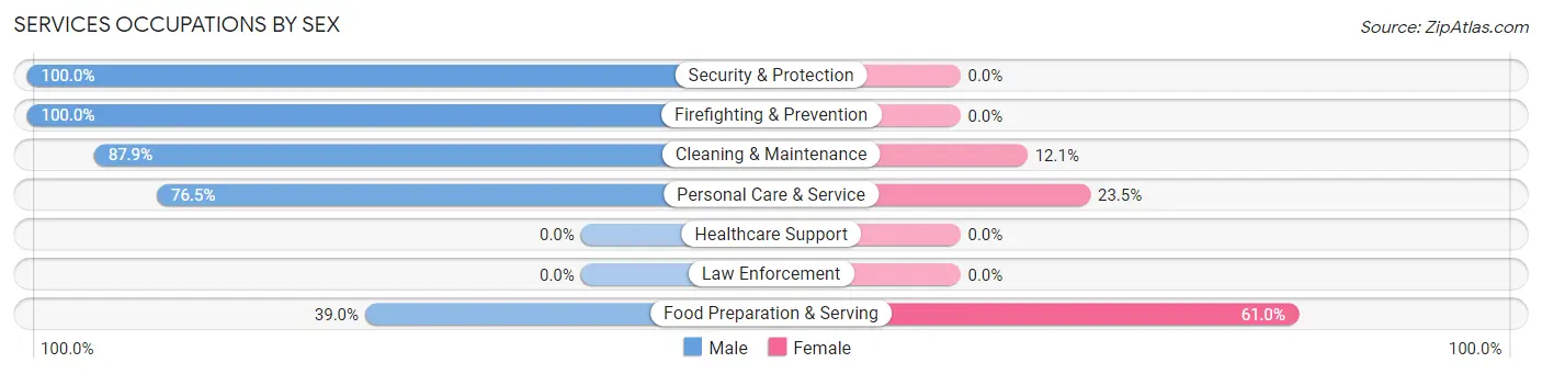 Services Occupations by Sex in Zip Code 59758