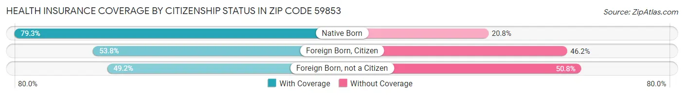 Health Insurance Coverage by Citizenship Status in Zip Code 59853