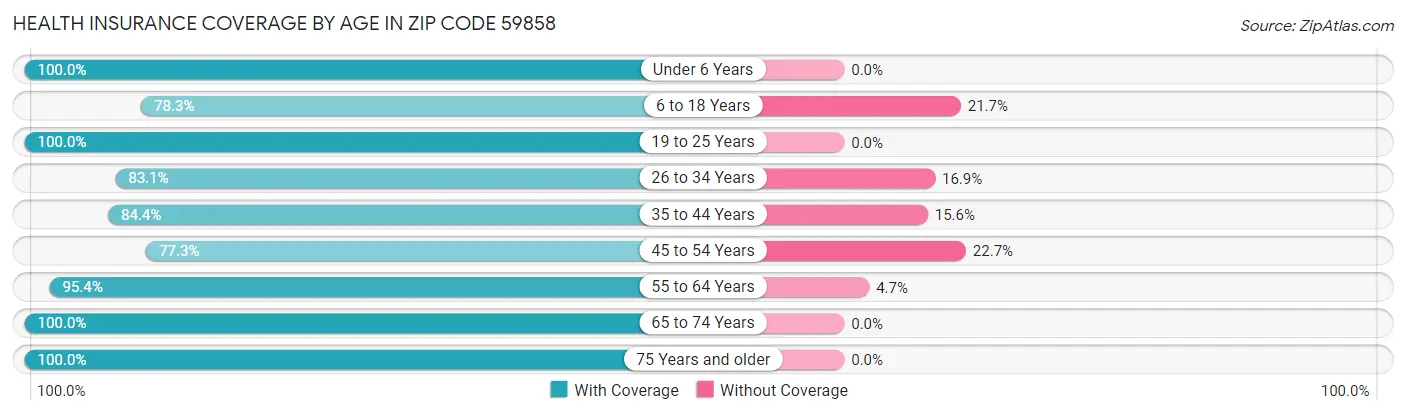 Health Insurance Coverage by Age in Zip Code 59858