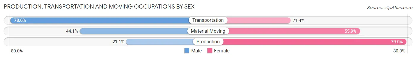 Production, Transportation and Moving Occupations by Sex in Zip Code 59872