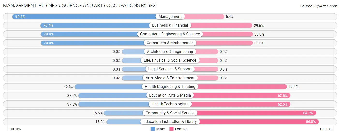Management, Business, Science and Arts Occupations by Sex in Zip Code 59874
