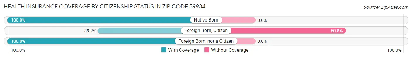 Health Insurance Coverage by Citizenship Status in Zip Code 59934