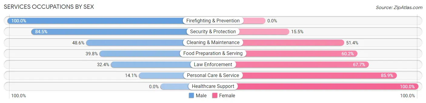 Services Occupations by Sex in Zip Code 59937