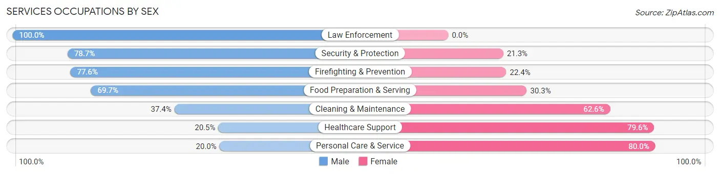 Services Occupations by Sex in Zip Code 60025