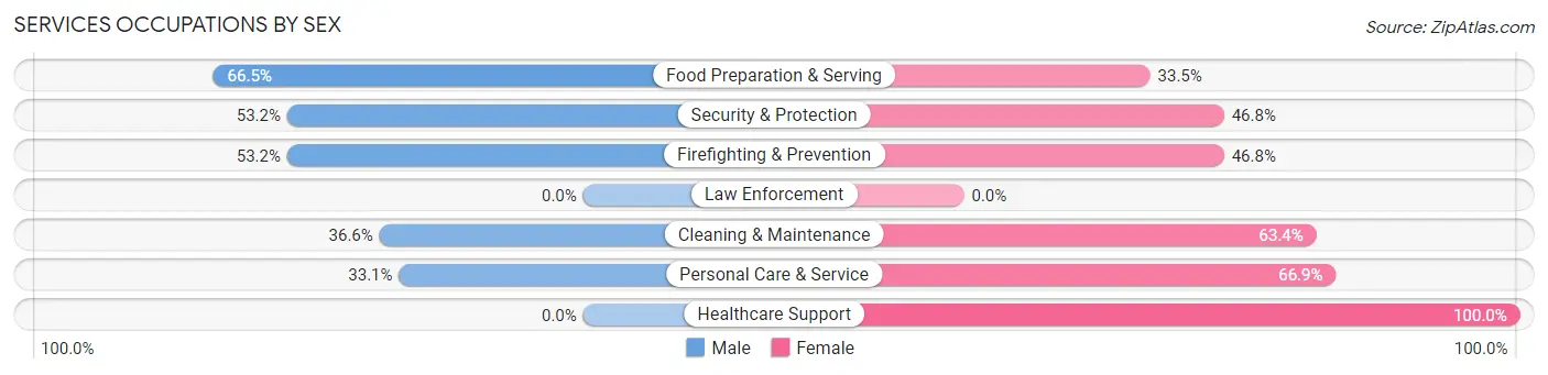 Services Occupations by Sex in Zip Code 60045