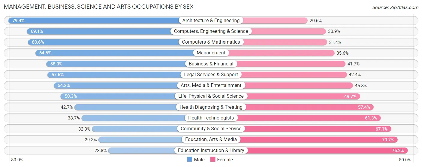 Management, Business, Science and Arts Occupations by Sex in Zip Code 60048