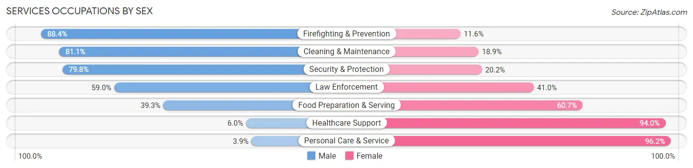 Services Occupations by Sex in Zip Code 60073
