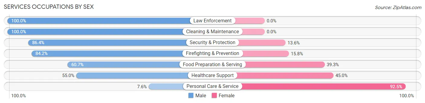 Services Occupations by Sex in Zip Code 60081