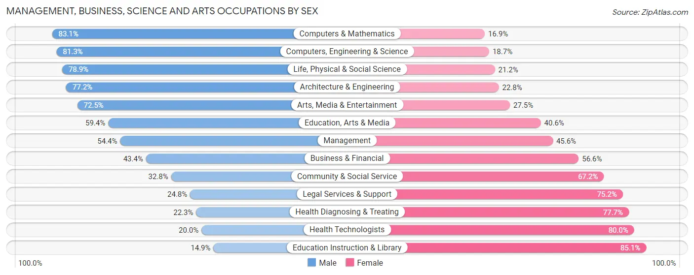 Management, Business, Science and Arts Occupations by Sex in Zip Code 60101