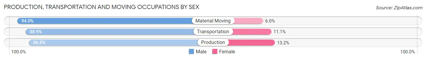 Production, Transportation and Moving Occupations by Sex in Zip Code 60102