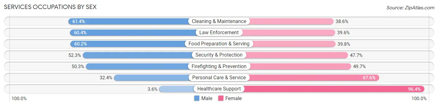 Services Occupations by Sex in Zip Code 60104