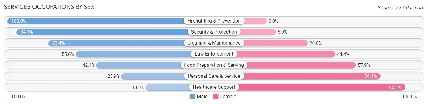 Services Occupations by Sex in Zip Code 60110