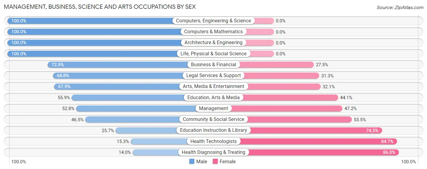 Management, Business, Science and Arts Occupations by Sex in Zip Code 60112