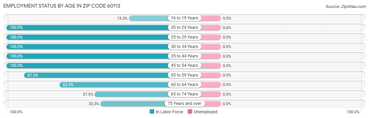 Employment Status by Age in Zip Code 60113