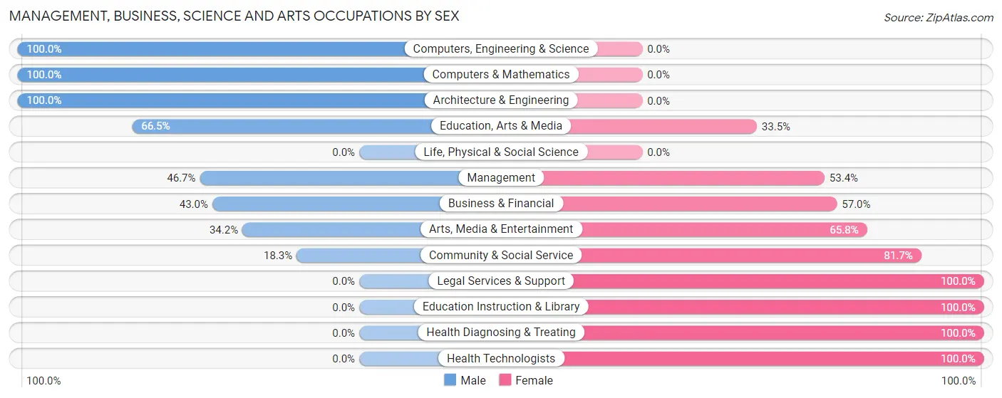 Management, Business, Science and Arts Occupations by Sex in Zip Code 60136