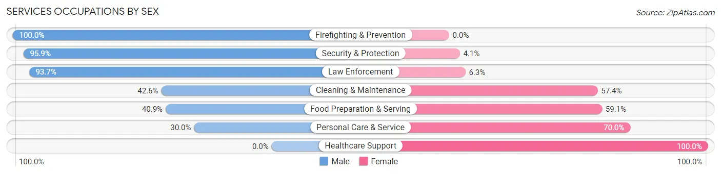 Services Occupations by Sex in Zip Code 60142