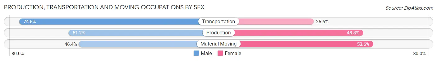 Production, Transportation and Moving Occupations by Sex in Zip Code 60143