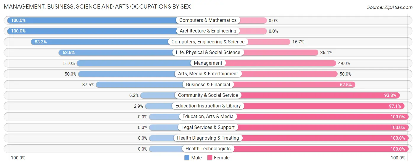 Management, Business, Science and Arts Occupations by Sex in Zip Code 60146