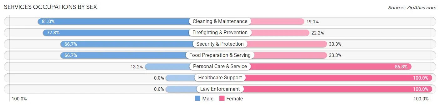 Services Occupations by Sex in Zip Code 60146